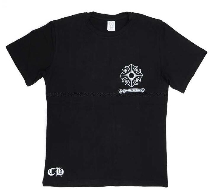 春夏季新作のメンズ半袖Tシャツ カットソー フレア プリント ブラック クロムハーツ chrome hearts.