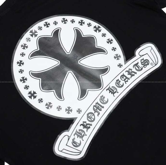 春夏季新作のメンズ半袖Tシャツ カットソー フレア プリント ブラック クロムハーツ chrome hearts.