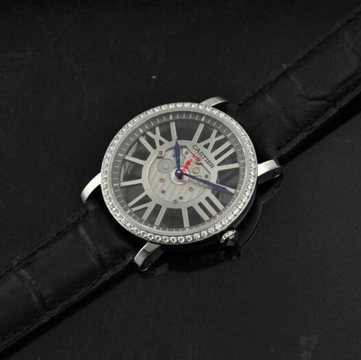 Cartier カルティエ 時計 パンテール メンズ ロンド クロワジエール カルティエ 最高品質なローマ 黒レザー クォーツ自動巻き.