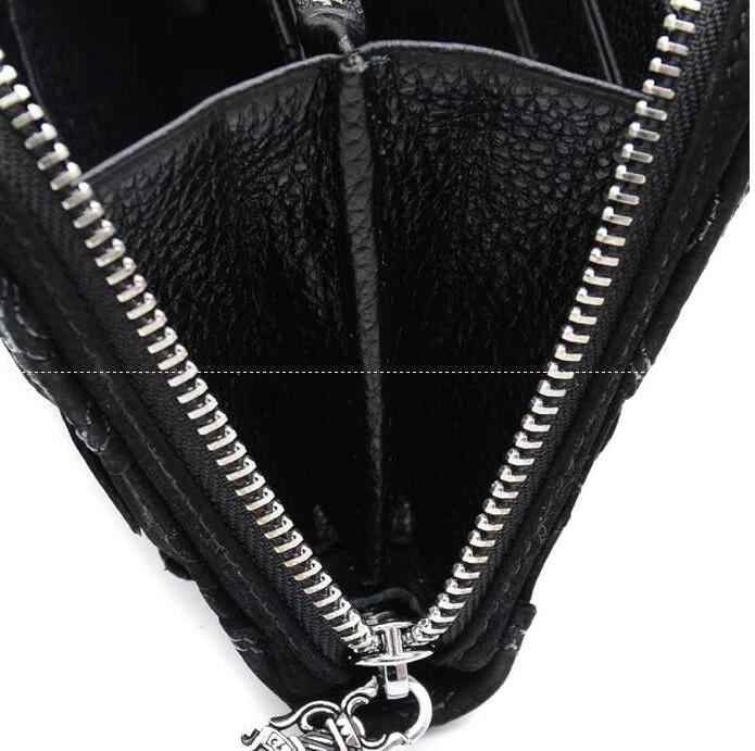 クロム ハーツ 財布 コピー rec fジップウォレット chrome hearts メンズ ファスナー長財布 グレー ヘビーレザー.