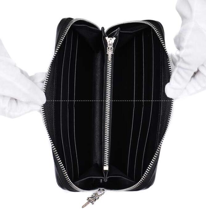 シルバーのフレア パッチ bフレア ヘビーレザーのクロムハーツ 財布 新作 chrome hearts rec f zip#2 bs ブラック お買い得大人気なメンズ ファスナーロングウォレット.