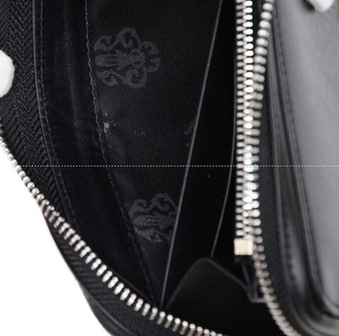 シルバーのフレア パッチ bフレア ヘビーレザーのクロムハーツ 財布 新作 chrome hearts rec f zip#2 bs ブラック お買い得大人気なメンズ ファスナーロングウォレット.