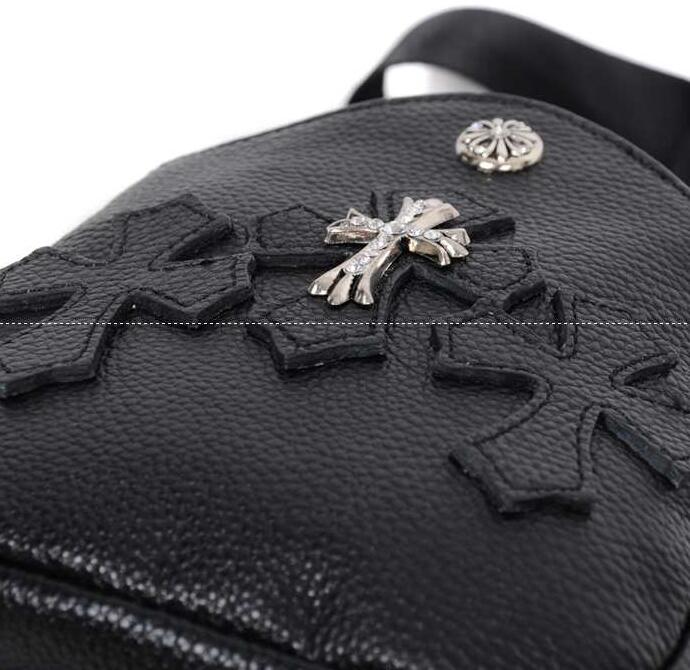 お買い得豊富なクロムハーツ バッグ メンズ chrome hearts スナットパック #1高級本革ブラック ヘビーレザー メンズ ボディバッグ ウエストバッグ.