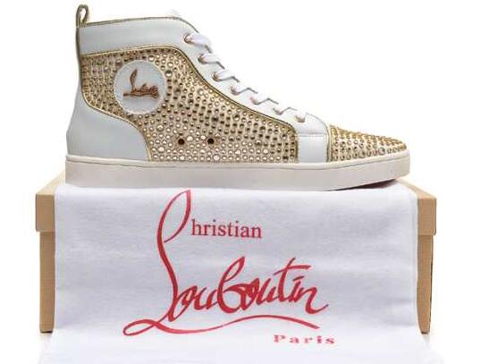 スダッズ装飾の秋冬新作のCHRISTIAN louboutin クリスチャン ルブタン 偽物 ミドルカット レースアップ メンズスニーカーシューズ.