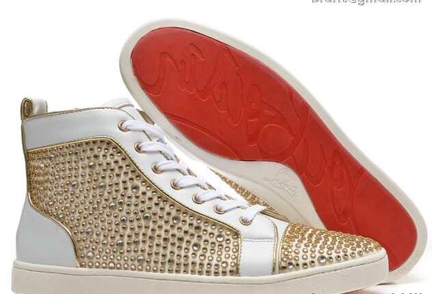 スダッズ装飾の秋冬新作のCHRISTIAN louboutin クリスチャン ルブタン 偽物 ミドルカット レースアップ メンズスニーカーシューズ.