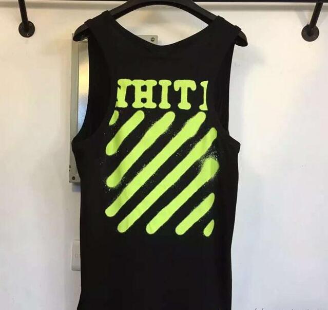 オフホワイト off-white メンズタンクトップ カットソー ビッグ ノースリーブ ストリート インナー 肌着 黒と白の2色夏服.