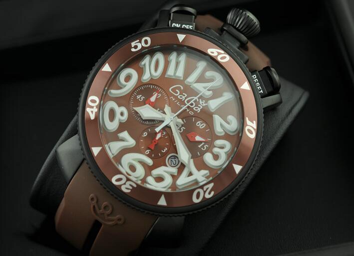 クォーツムーブメント gaga milano ガガミラノ 時計 メンズ コーヒー色 6054.5 デイト 数字表示 ウォッチ 限定セール大得価.