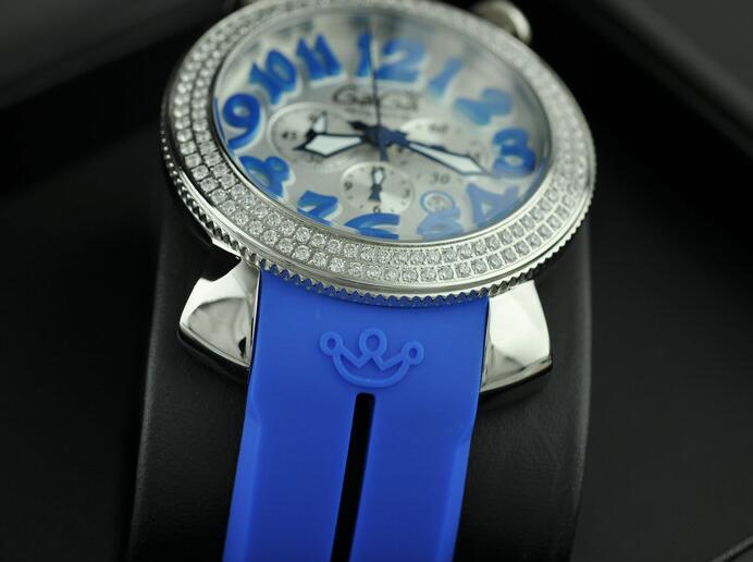 数量限定定番人気な自動巻き ガガミラノ コピー 通販 gaga milano レディース腕時計 6054.2 bk ラバーベルト ブルー 数字と日付が付きウォッチ.