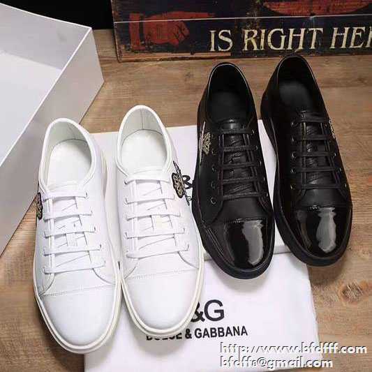 DOLCE&GABBANA 男性靴 ドルガバ偽物 メンズスニーカー ブラック/ホワイト