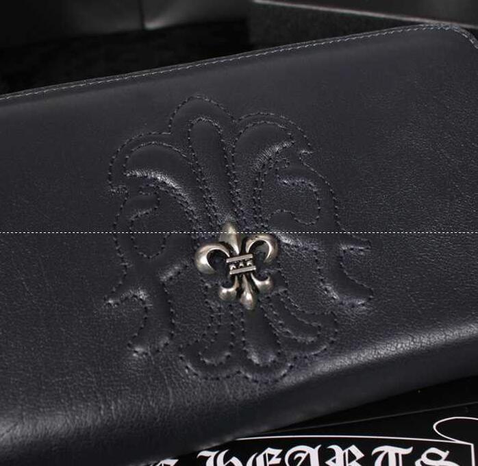 クロムハーツ 長財布 chrome hearts rec f zip#2 bs フレア パッチ シルバー bフレア ヘビーレザー ネイビー.