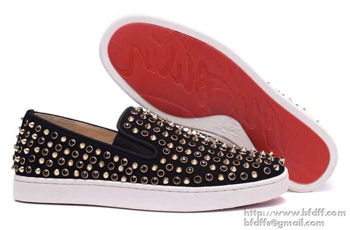 お洒落に魅せるChristian louboutinクリスチャンルブタンrm0689メンズスニーカースタッズ ブラック