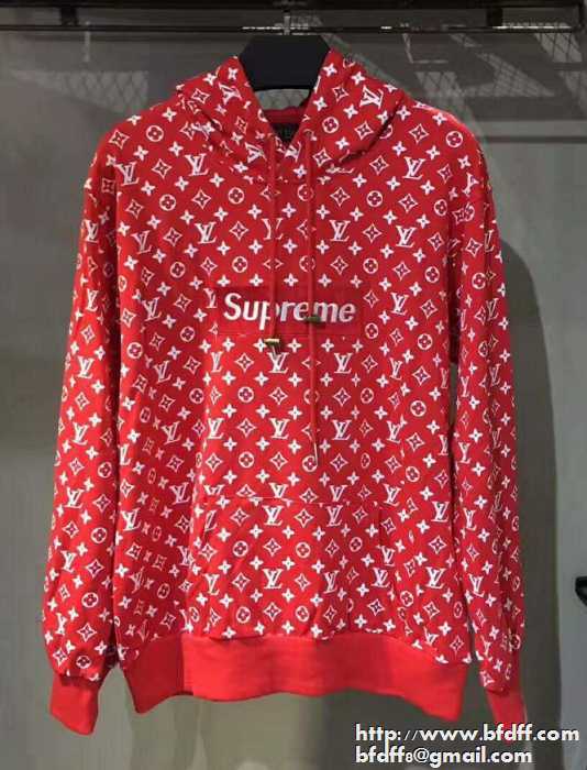 大人のおしゃれにシュプリームLOUIS vuitton × supreme box logo hooded sweatshirtレッドパーカー激安フード付き