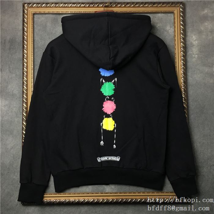 【人気ブログ掲載】2017秋冬クロムハーツ chrome hearts zip up sweatコピーブラック ジップアップパーカージャケット 