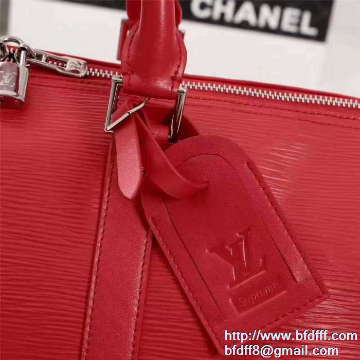 爆買い送料無料2017新作SUPREMEシュプリーム ×louis vuitton keepall bag ボストンバッグ 赤色レザー バッグ