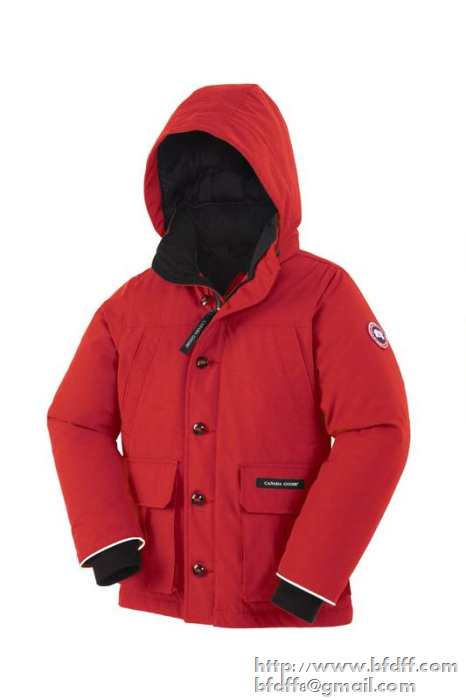 厳しい寒さに耐えるCanada gooseカナダグース偽物通販 ダウンコート 子供用ダウンジャケット 赤色 フード付き 4色可選 