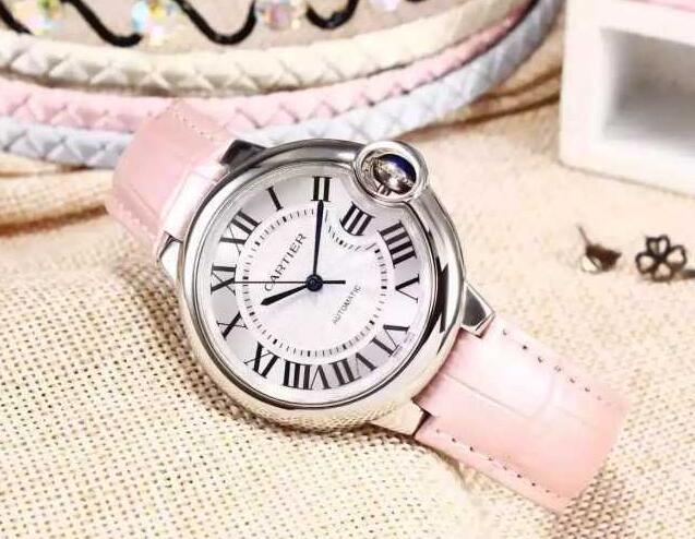 高級感溢れるデザインCARTIERカルティエ腕時計コピー wsbb0007 レディース ウォッチ レザー ブラック ピンク 多色