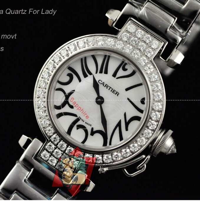 HOT品質保証Cartier カルティエ コピー女性腕時計 ダイヤモンド シルバー 半自動卷 クオーツ ウォッチ