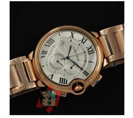 高級感あるCARTIER カルティエコピー ballon bleu w6920010ゴールドクロノグラフメンズ時計 自動巻き時計 コピー腕時計