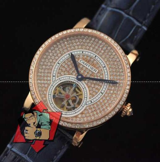 超激得新作Cartierカルティエ時計コピー ダイヤモンド付き レディースウォッチ クオーツ時計 ブラックレザーベルト ゴルード