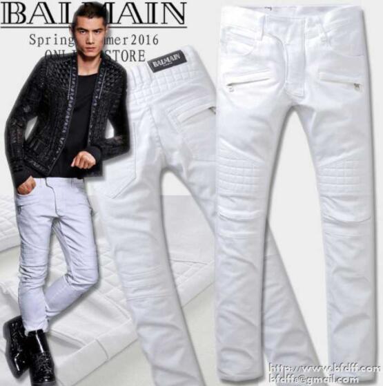 カジュアルスタイルバルマンデニムメンズ balmainストレッチスキニーデニムパンツホワイト