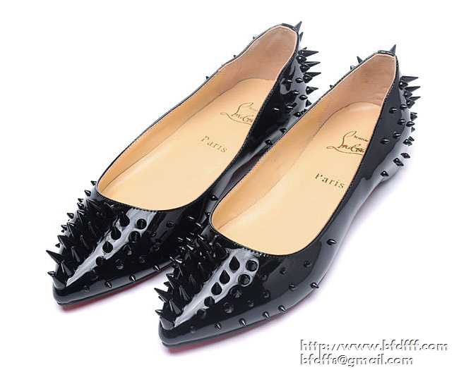 2017SSお買得CHRISTIAN louboutinクリスチャンルブタン パンプス コピー レディースローヒール スパイク レザー ブラック