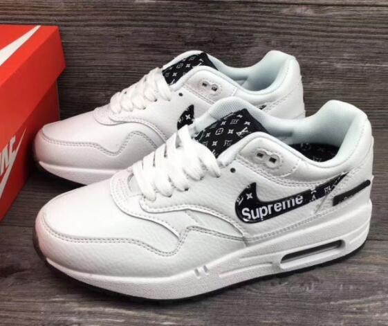 シュプリーム靴激安 supreme x louis vuitton x nike air max 1 メンズスニーカーモノグラムレザー２色可選