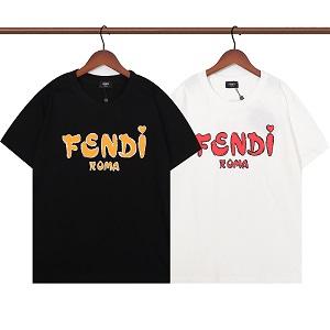 黒色白色フェンディ半袖Ｔシャツおしゃれコーデスーパーコピー FENDIスタイリッシュ