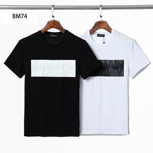 BALMAIN黒色白色袖Ｔシャツ今季使いやすいバルマンスーパ...