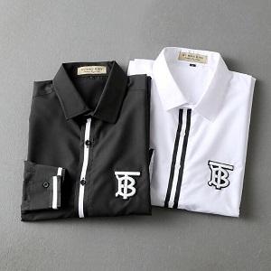 柔らかいバーバリー長袖シャツ黒色白色BURBERRYスーパー...