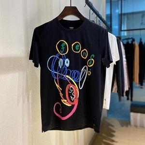 かっこいいFENDI落書きプリント半袖Ｔシャツコピーフェンデ...