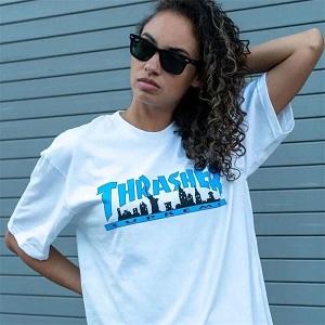 Supreme 21 FW Thrasher Skyline Tee炎連名半袖Tシャツスーパーコピーシュプリーム