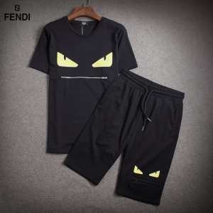 2015春夏物 特別人気感謝SALE フェンディ FENDI 半袖Tシャツ 上下セット 3色可選