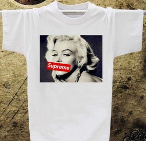 スタイルアップ効果 2015春夏 SUPREME シュプリーム 男女兼用 半袖Tシャツ