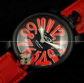 高級品のGaGa Milanoコピー、ガガミラノの数字が付く赤いベルトの女性腕時計.