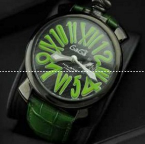 上品　ガガミラノ腕時計 GaGaMILANO  マヌアーレ クロノ 48 SS(PVD) サファイヤクリスタル風防 インデックス
