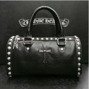 100%新品　クロムハーツ バッグ レディース　スモールレザー　ジムバッグ　スダッズと十字架ロゴが付き　ブラック　Chrome Hearts　お買い得なレディースハンドバッグ.