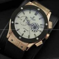お買い得高品質の5針 日付が付き ホワイト文字盤 ウブロ ビッグバン トゥイガ MYC Hublot ダイヤベゼル ゴールド メンズ腕時計.