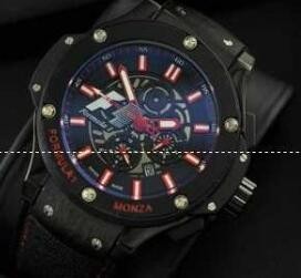 ウブロ 時計 メンズ HUBLOT ビッグバン ウニコ オールブラック デイト付きの赤5針文字盤 爆買いセールの男性ウォッチ.