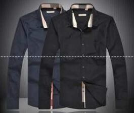 ブラックとダークブルーの2色選択 BURBERRY バーバリー メンズコットンポプリンシャツ 限定セール大得価の長袖ポロ ボタンTシャツ 3991157.