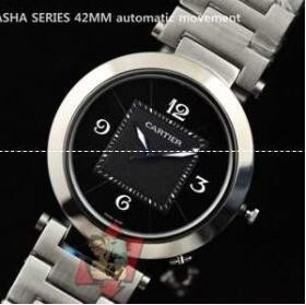人気通販Cartier カルティエ 偽物W31043M7腕時計　黒文字盤　シルバー　ウォッチ　メンズ　時計
