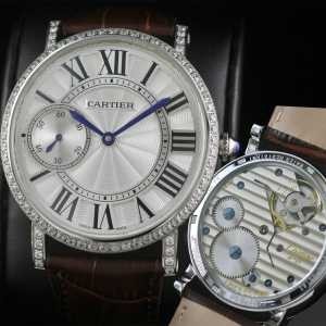 完売再入荷 半自動卷 CARTIER カルティエ偽物 男性用腕時計 日本製クオーツ 2針  44mm  メンズ腕時計　カーキレザーベルト