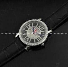 激安販売中Cartierカルティエ時計偽物レディース腕時計スーパーコピー　輸入クオーツ　シルバー文字盤ウォッチ　ブラックベルト