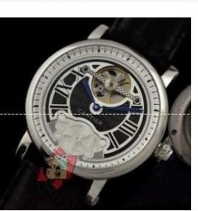 大人気美品CARTIERカルティエ腕時計コピー　黒文字盤ウォッチ　ブラック　レザー　ベルト　男女兼用腕時計