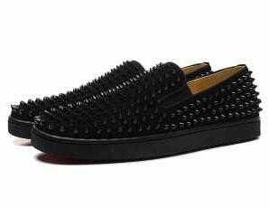 クリスチャンルブタンローラーボートスパイクススリッポンCHRISTIAN LOUBOUTIN スエードスニーカーブラック