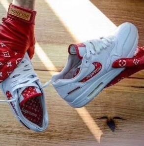 シュプリーム靴激安 Supreme x Louis Vuitton x Nike Air Max 1 メンズスニーカーモノグラムレザー２色可選