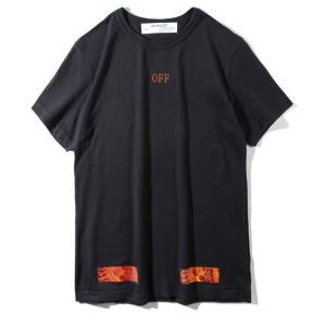 人気アイテム オフホワイト コピー 激安 コットン 半袖Ｔシャツ クルーネック ストリート 男女兼用 ブラック