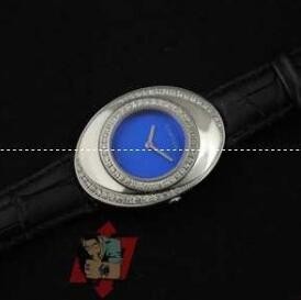 超限定即完売CARTIERコピーカルティエ 腕時計 レディース　ブルー文字盤　ダイヤモンド付きウォッチ腕時計　レザーベルト