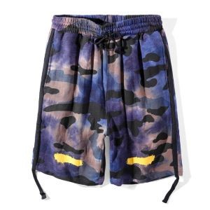 2018最新入荷 オフホワイト ファッション コピー パンツ Off-White  ストライプ ビーチパンツ メンズ 迷彩 パープル