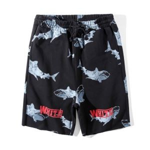 個性的Off-White  オフホワイト パンツ サメ柄 ハーフパンツ ブランド プリント コットン メンズ カジュアル