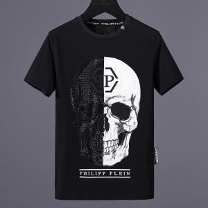 2018人気定番フィリッププレイン偽物ストリートメンズクルーネックプリント半袖Tシャツ